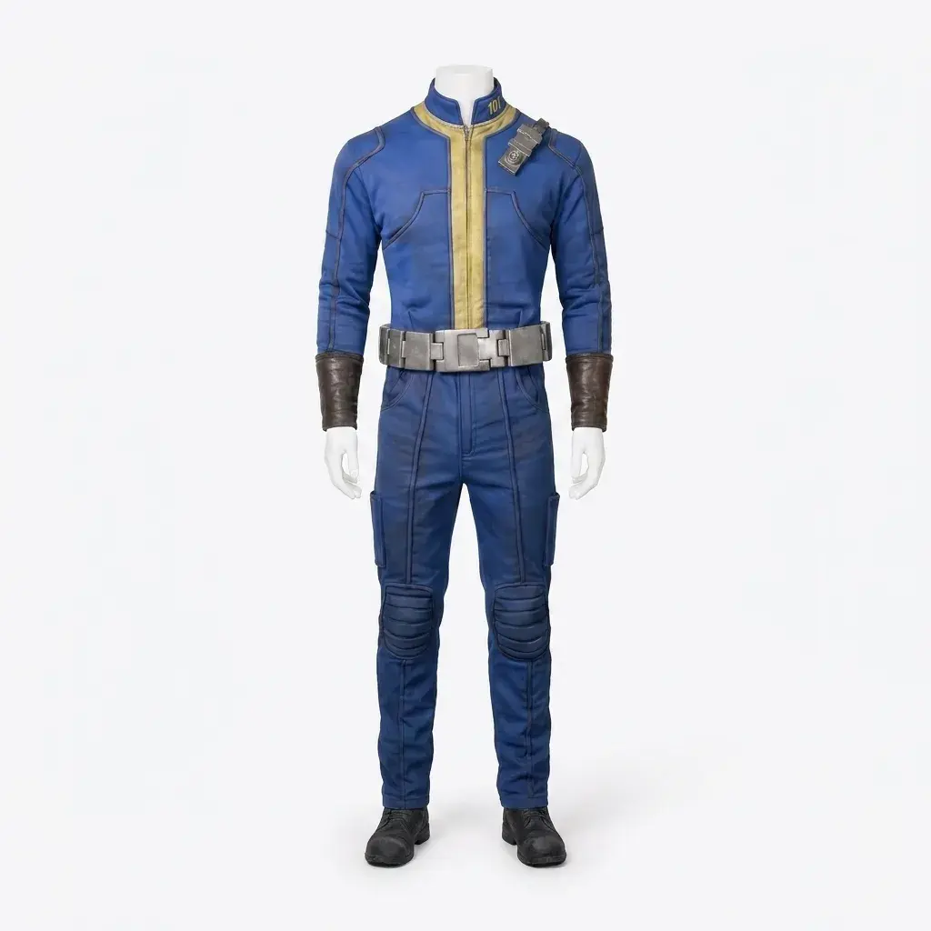 Vault 101 Jumpsuit in blue and yellow with tactical belt for cosplay