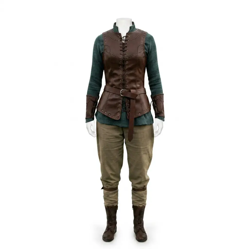 Handcrafted Medieval Leather Warrior Vest & Women's Viking Armor Set