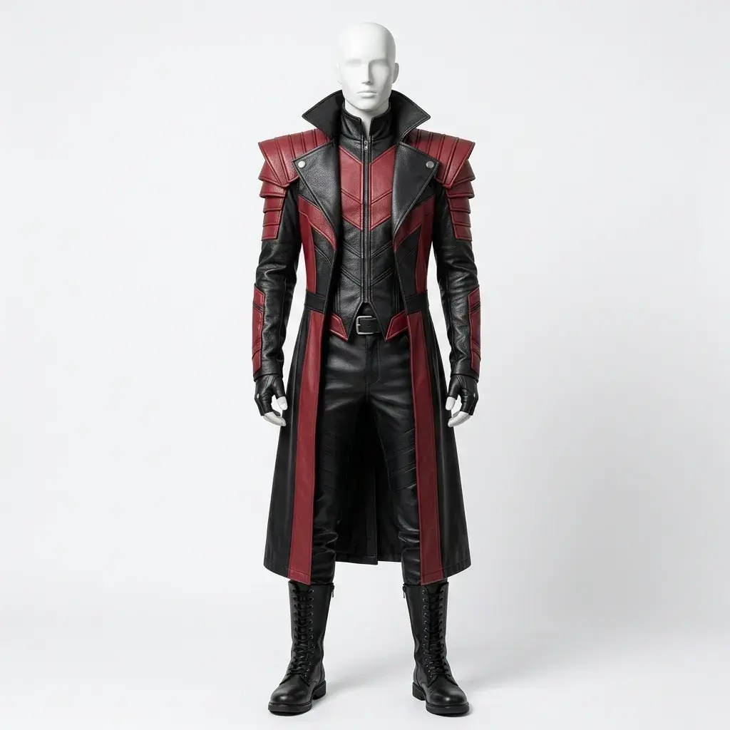 Superhero Style Leather Costume – Crimson Vanguard Trench Coat Outfit