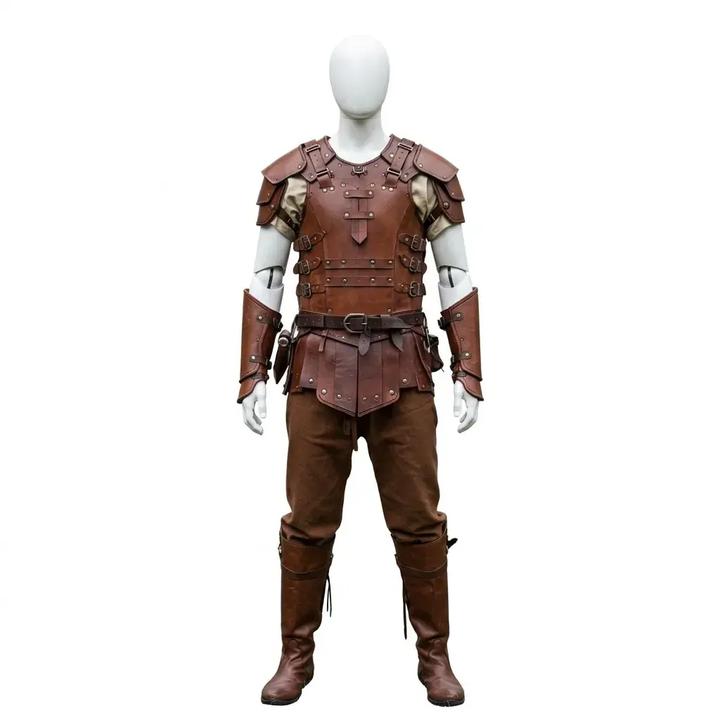 Handcrafted Brown Leather Warrior Armor Set – Viking LARP Cosplay Costume
