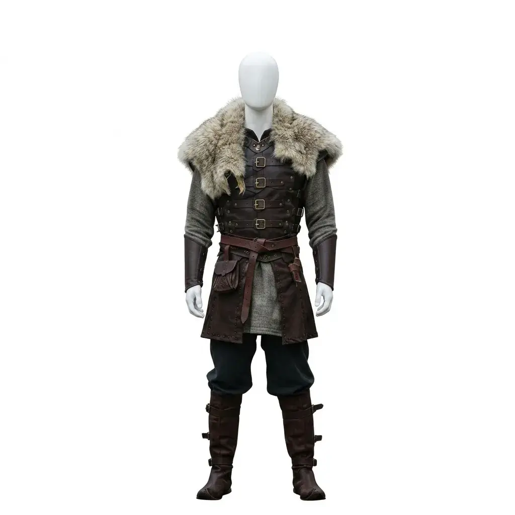 Handcrafted Viking Costume Leather Jerkin Bracers and LARP Outfit