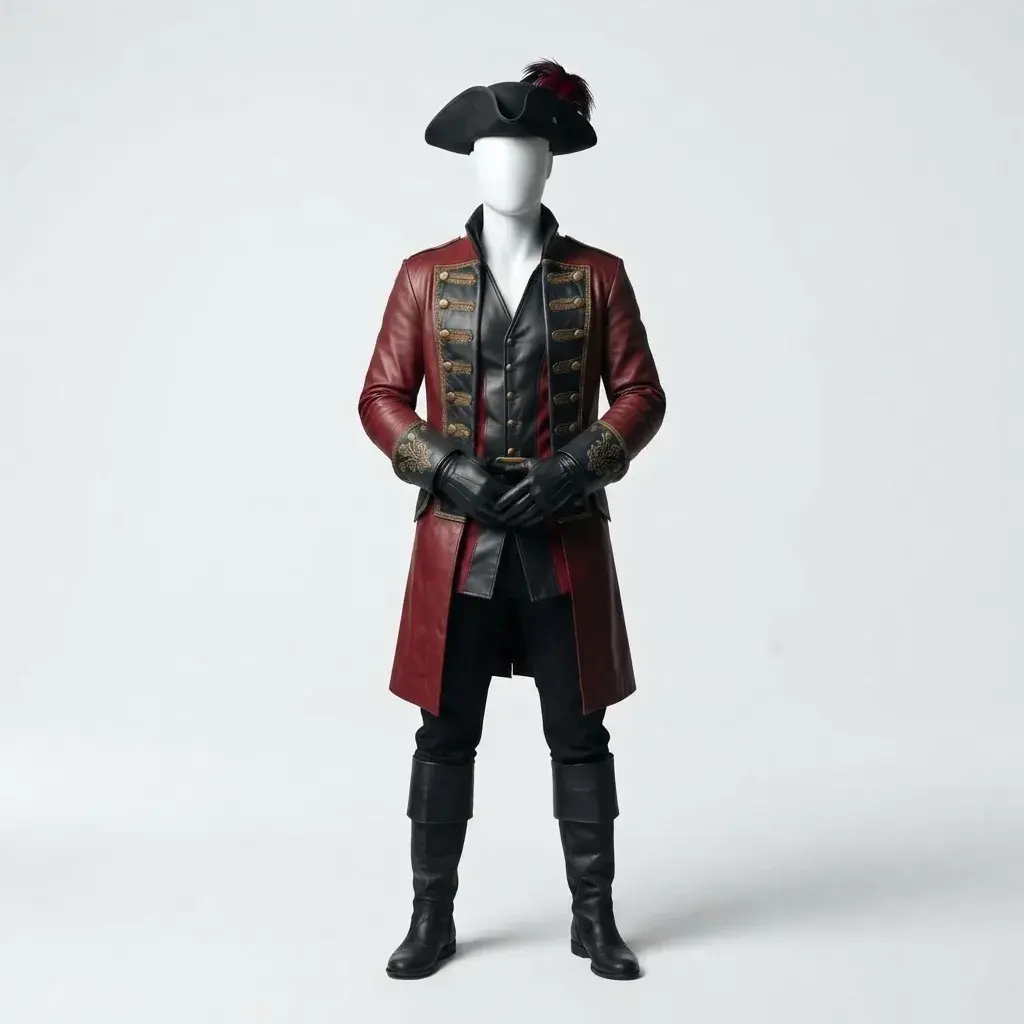 Handcrafted Leather Pirate Long Coat Captain Hook LARP Cosplay Costume